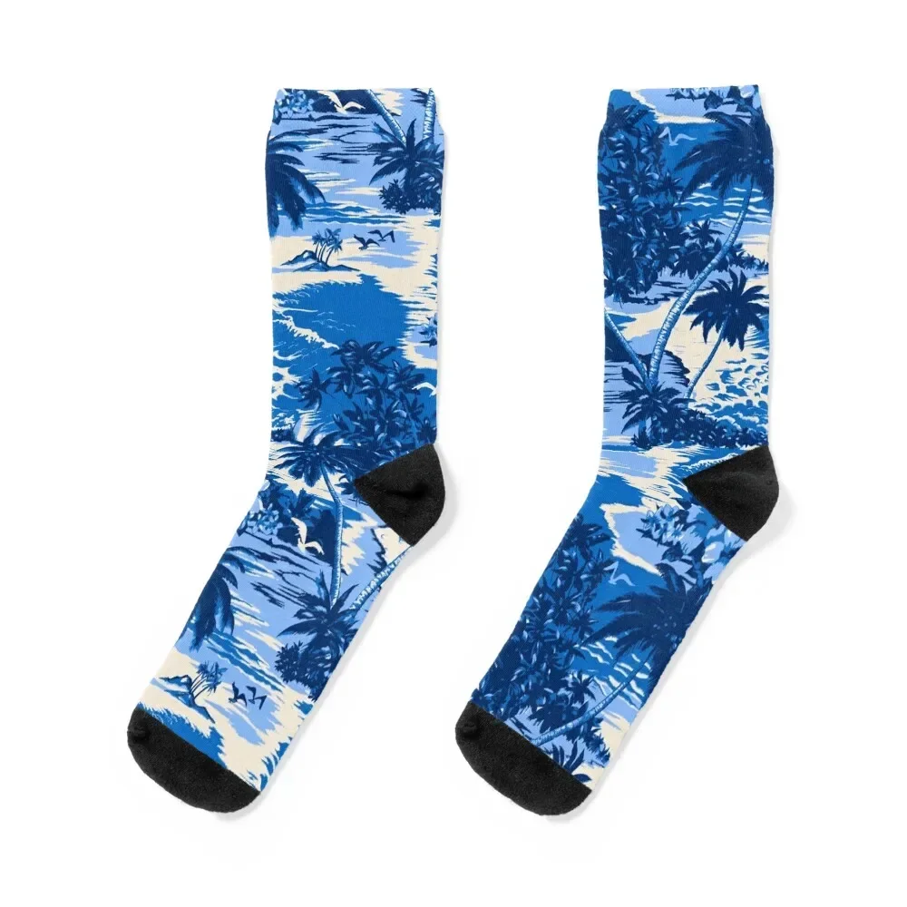 Napili Bay Scenic Hawaiian Aloha Shirt Print - Blue Socks men cotton high quality essential Luxury Woman Socks Men's