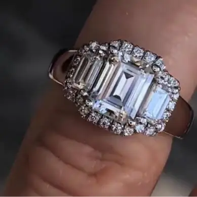 

Rectangle Women's Ring Set with Zirconia Faionable Jewelry Ring Ele Copper Plated Gold Sli Accory