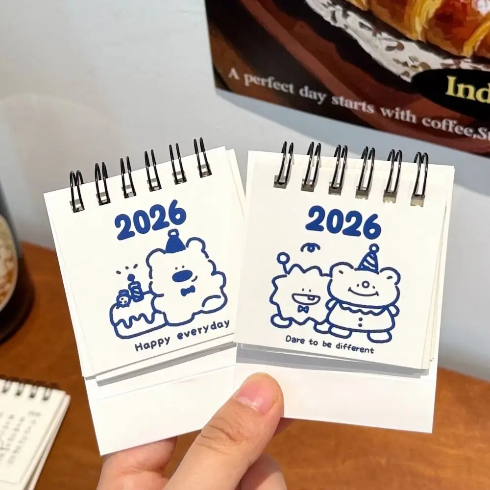New Mini 2026 Desk Calendar Portable Cartoon Monthly Planner Schedule Planner Desktop Ornaments