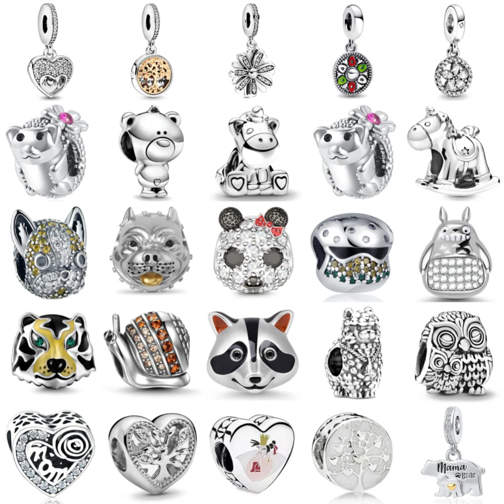 جديد 925 فضة الثعلب الأغنام الجاموس سحر of ley 925 سلسلة مطرز صالح الأصلي قلادة سوار DIY بها بنفسك السيدات مجوهرات