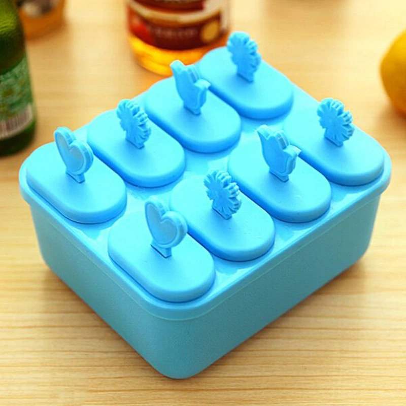 6/8 Cell Ice Cream Mold Ice Popsicle Mould Reusable Handmade Dessert Popsicle Mold For Freezer Fruit Ice Cube Maker With Stick