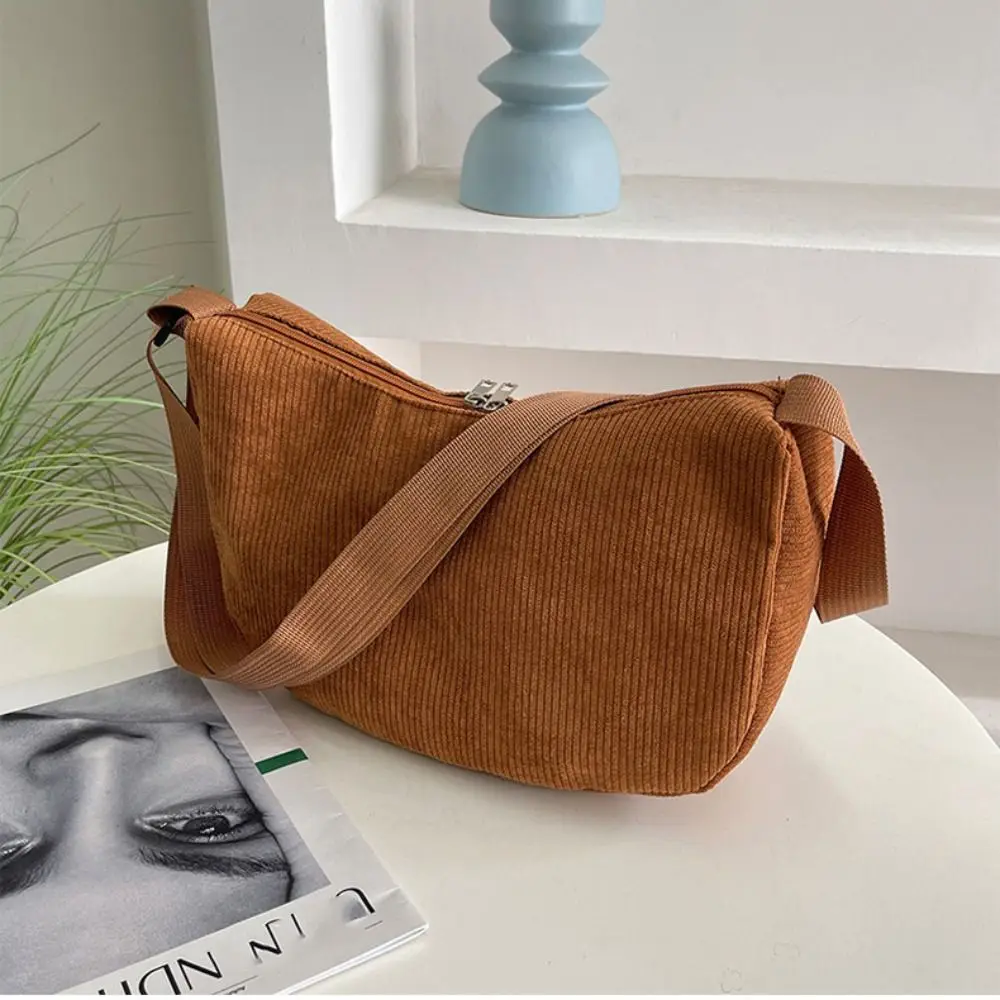 Large Capacity Corduroy Shoulder Bag Cotton Cloth Handbag Solid Color Shoulder Bag Tote Bag Korean Style Canvas Handbag Shopping