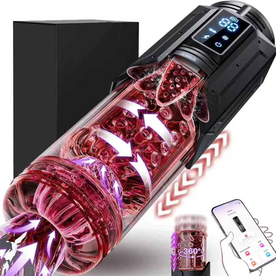 Enlargers LCD APP Male Sex Toys for Men Sex Toy Pocket Pussies 7 Thrusting Rotating Vibrating Sucking Licking Stroker Adult Toys