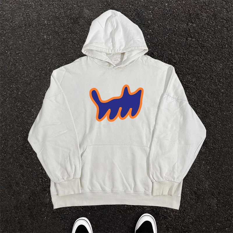 Pure Cotton Hoodie Sweatshirt Large Loop Lazy Cartoon Print Versatile Comfortable Autumn 2025 Fashion Casual Wear