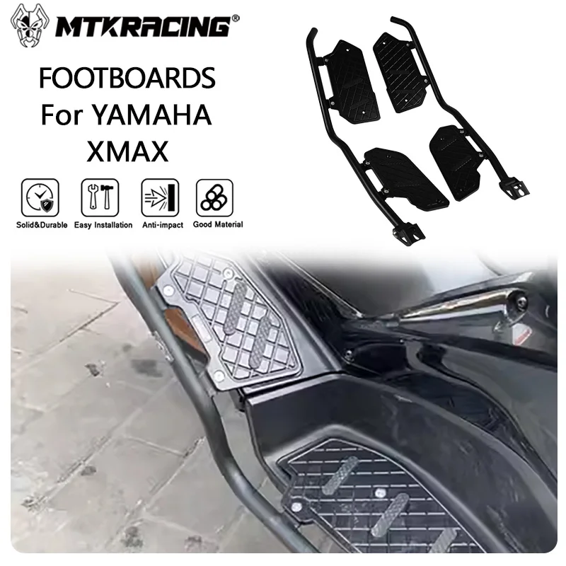 

MTKRACING FOOTBOARDS For YAMAHA XMAX 2023-2024 Motorcycle Front & Rear Footrest Step Motorcycle Footboard Crash bars