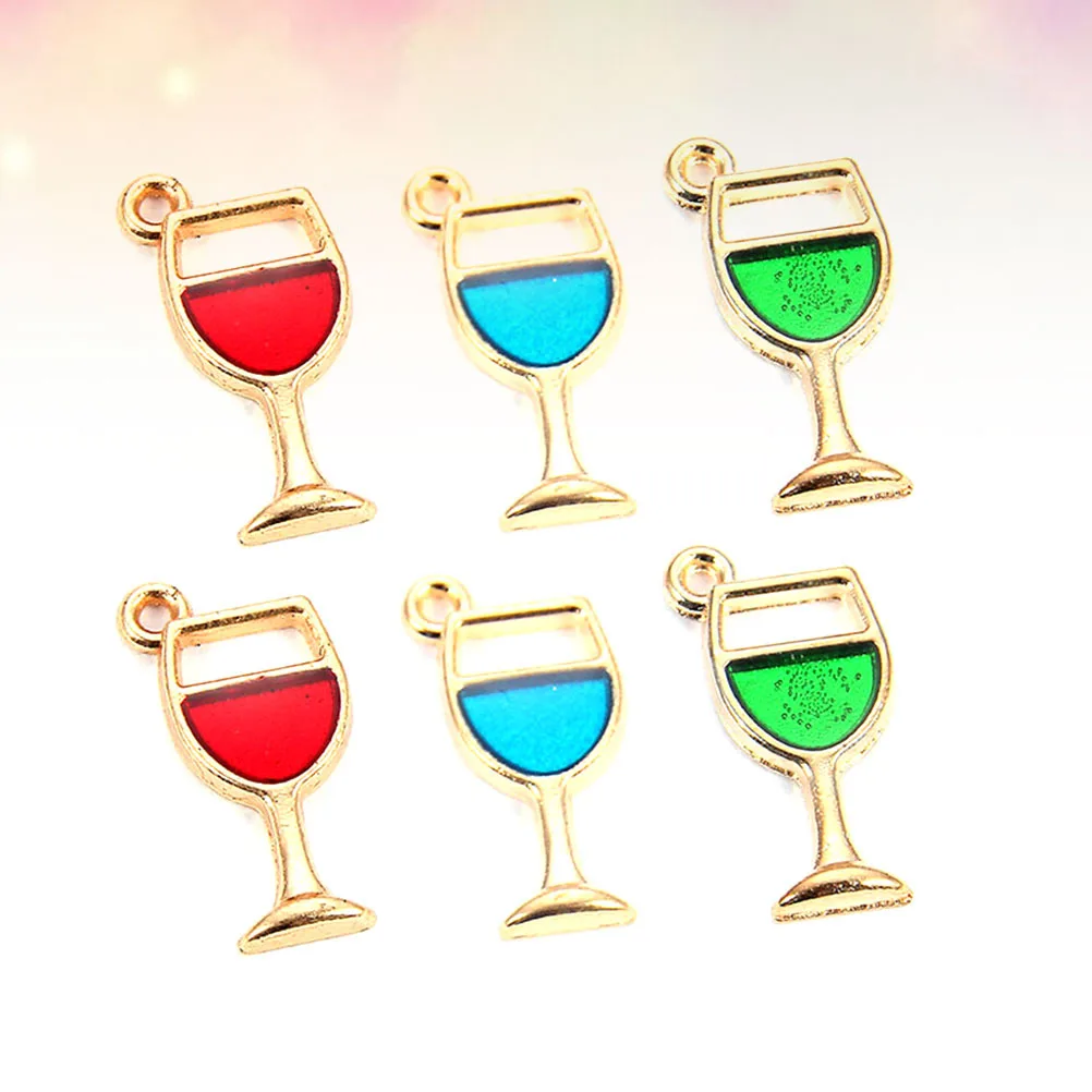 30Pcs Alloy Wine Glass Pendants DIY Jewelry Accessories Smooth Surface No Scratch Perfect for Necklace Bracelet Keychain Red