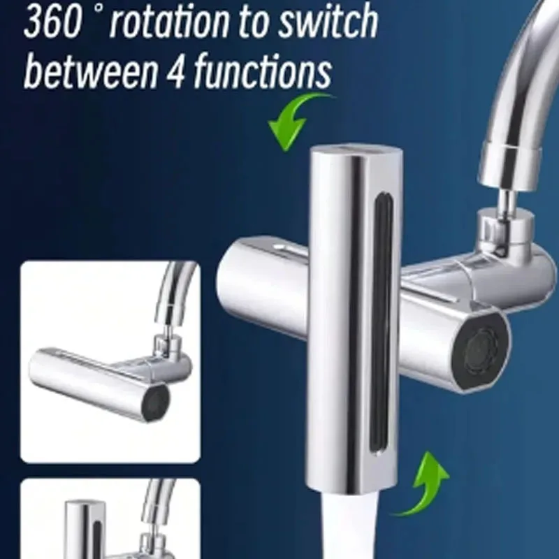 Waterfall Faucet Extension Splash Proof Universal 360° Rotating Tap Filter 3 Modes Kitchen Multifunctional Faucet Splash Aerator