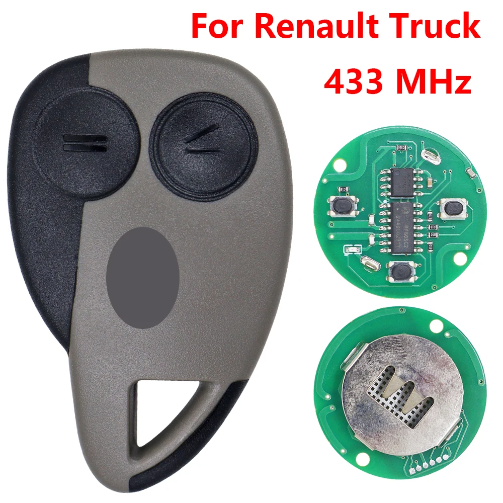 HE 2 boutons 433MHz remplacer/remplace clé à distance de camion d'entrée sans clé ou coque pour camion Renault
