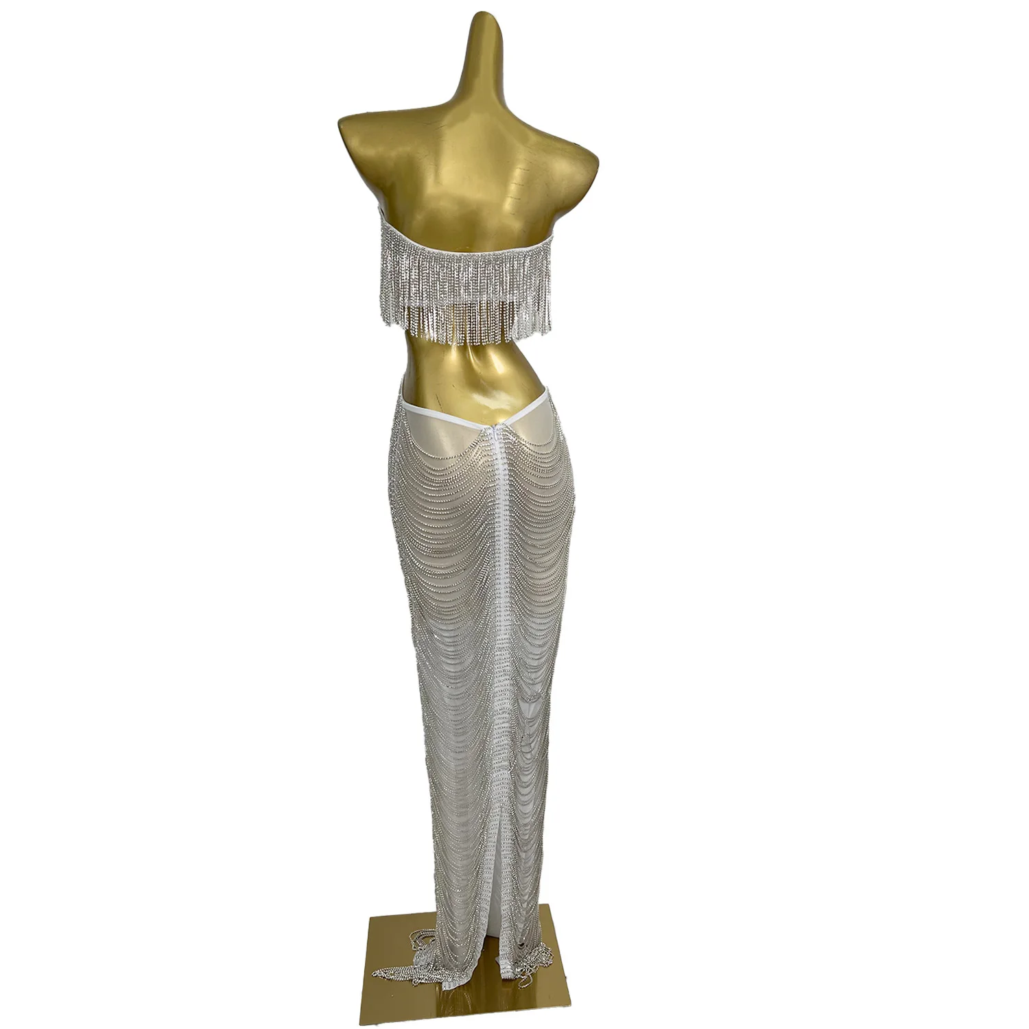 مثير حمالة شرابة حجر الراين عيد ميلاد حفلة موسيقية فستان طويل النساء ملابس الحفلات قطع الطابق طول مأدبة مساء فستان ضيق