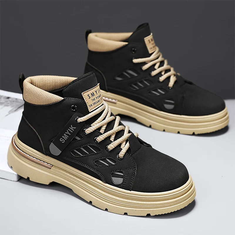 

Men's boots spring and autumn high-top casual work boots fashion soft-sole non-slip comfort outdoor boots youth Joker tide boots