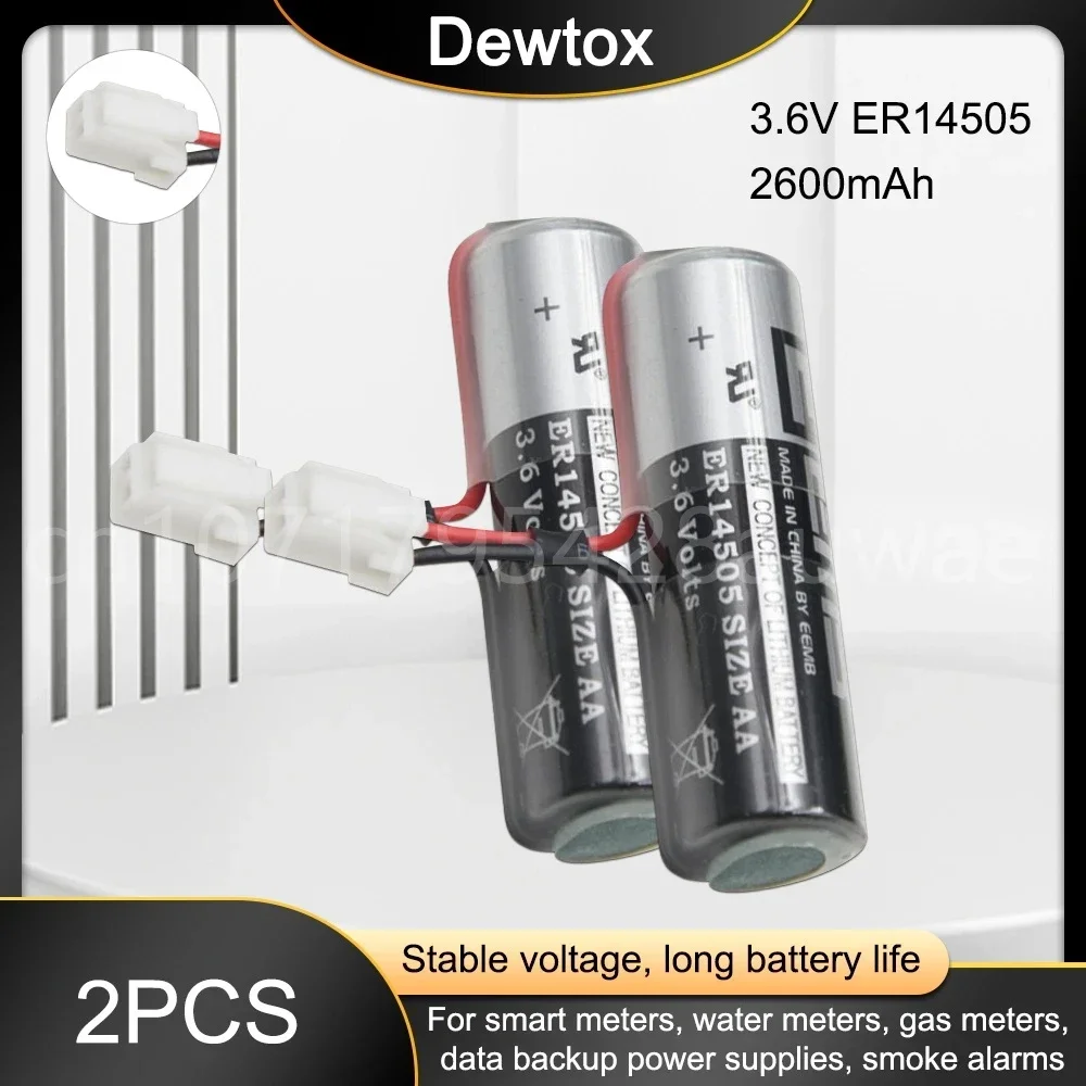 2 шт., 3,6 В, 2400 мАч, LS14500 14500, литиевая батарея AA для ПЛК, станков с ЧПУ, часов, счетчика газа, воды, основная батарея с вилкой 2 шт., 3,6 В, 2400 мАч, LS14500 14500, литиевая батарея AA для ПЛК, станков с ЧПУ, часов, счетчика газа, воды, основная батарея с вилкой