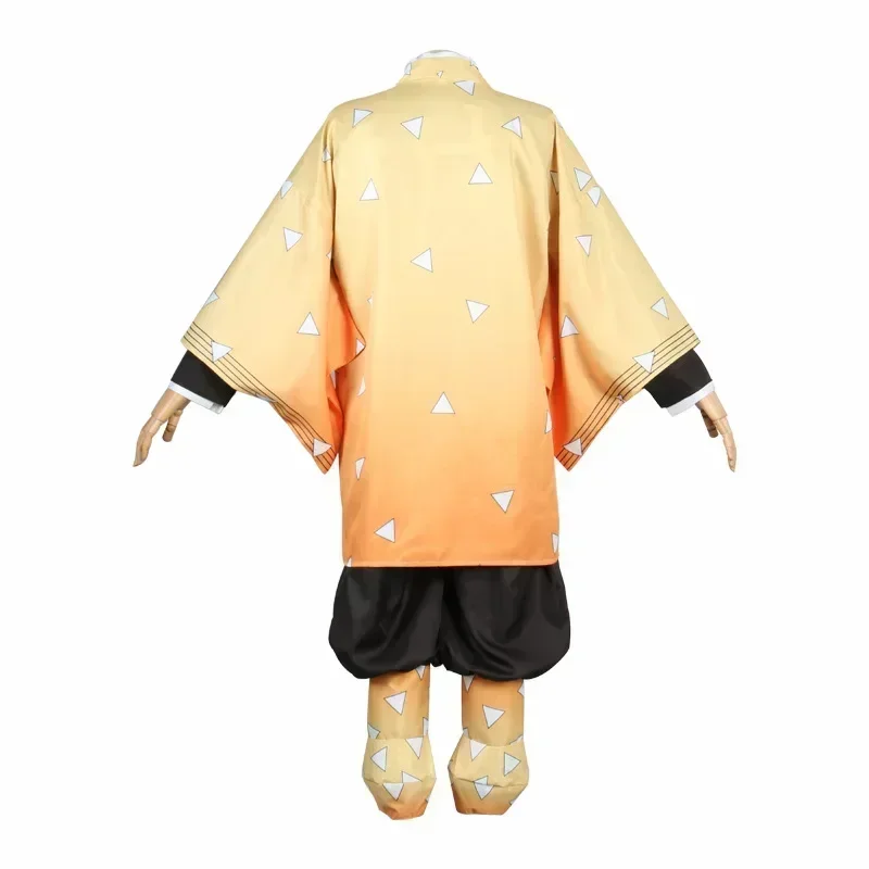 Anime Demon Moordenaar Kimetsu No Yaiba Agatsuma Zenitsu Cosplay Kostuum Mannen Vrouwen Kimono Uniform Canival Feest Kostuum Geschenken