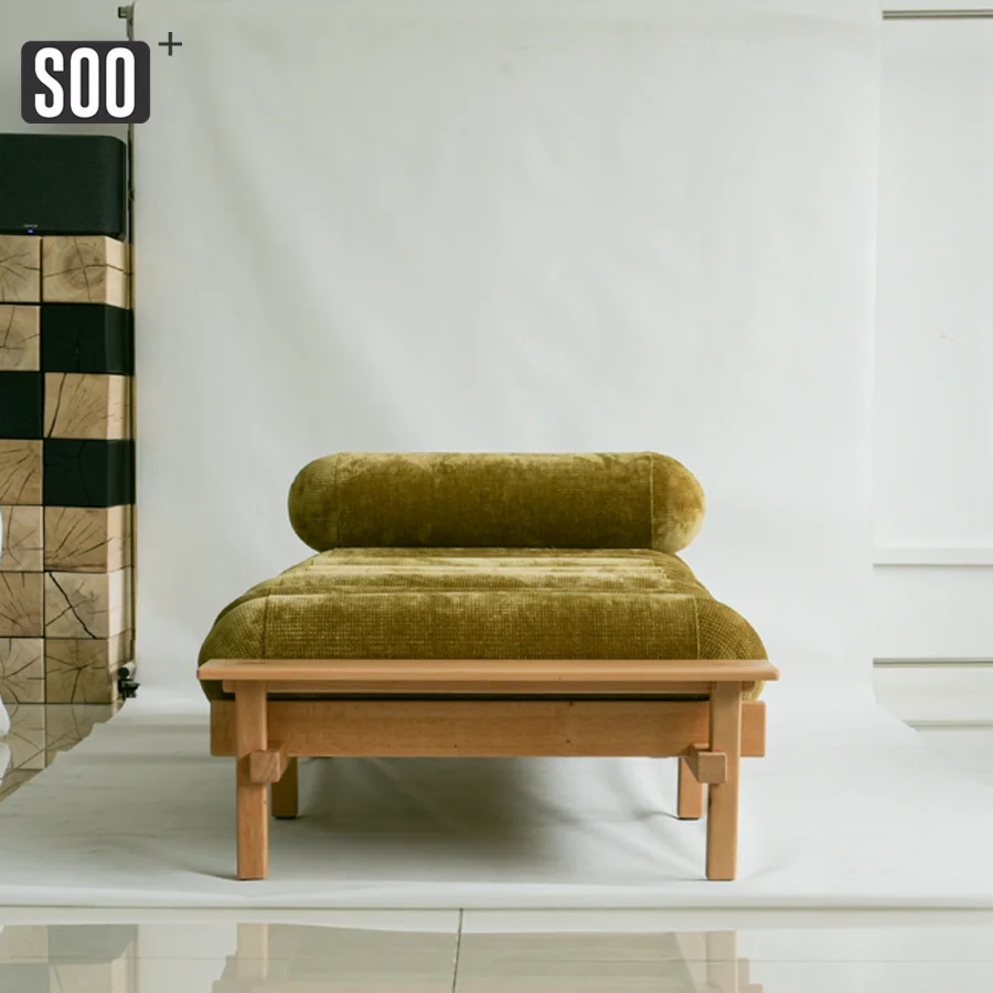 أريكة سرير لاستراحة الغداء من الخشب الصلب من خشب الزان، كرسي منزلي فردي للترفيه #5