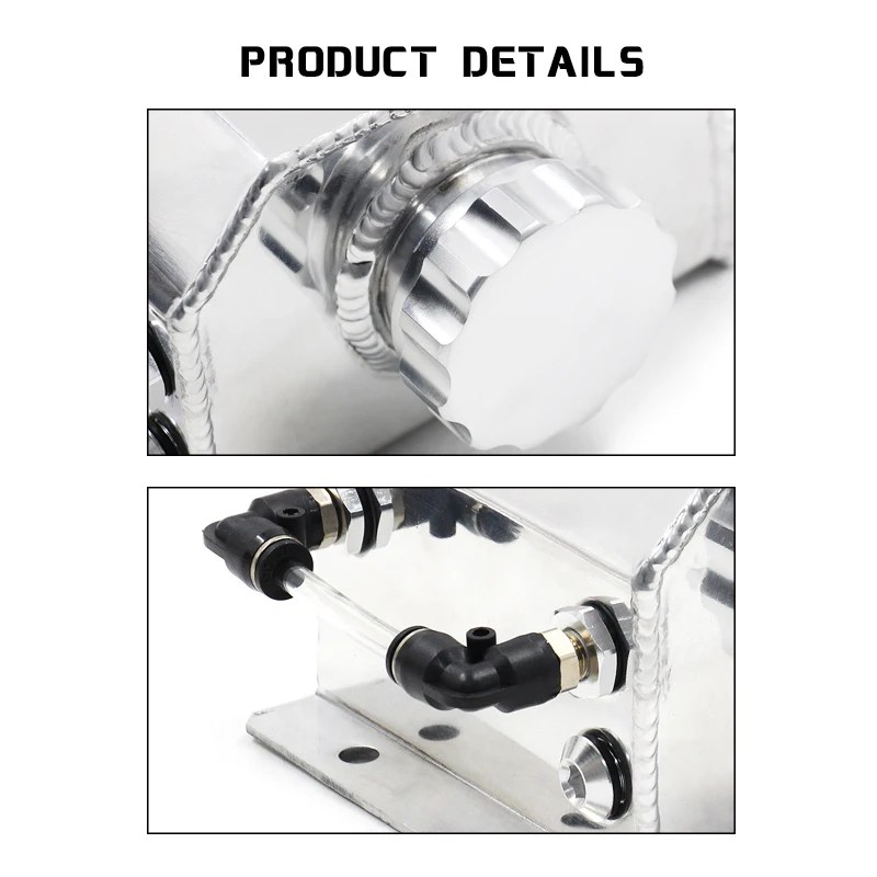Universal 1L Aluminum Oil Catch Can Tank Reservoir with Drain Plug Racing Oil Catch Tank