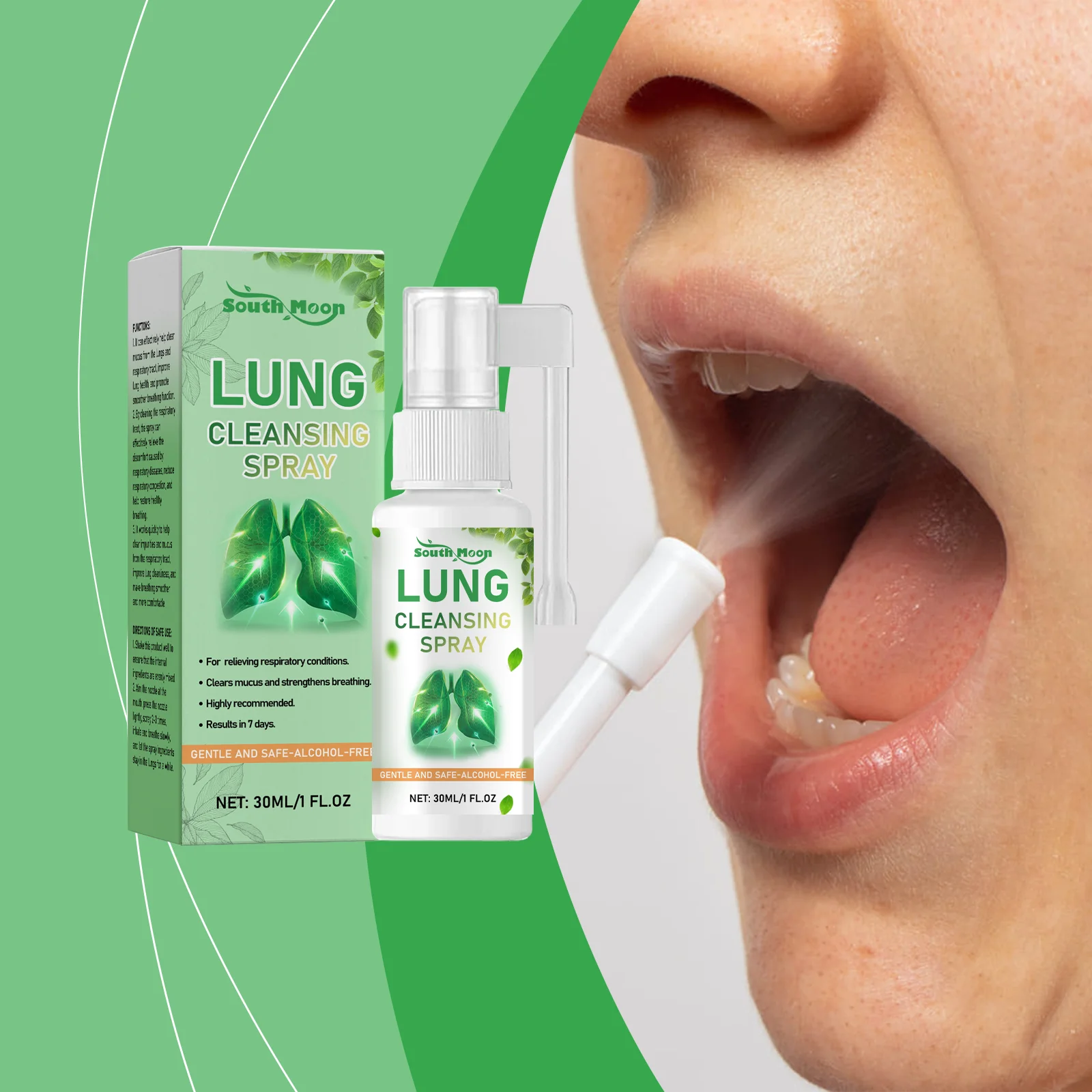 Herbal Lung Cleansing Spray Clear Mucus Promote Smooth Breathing Detox Clean Liver Moisten Lung Support Cough Relief Oral Spray
