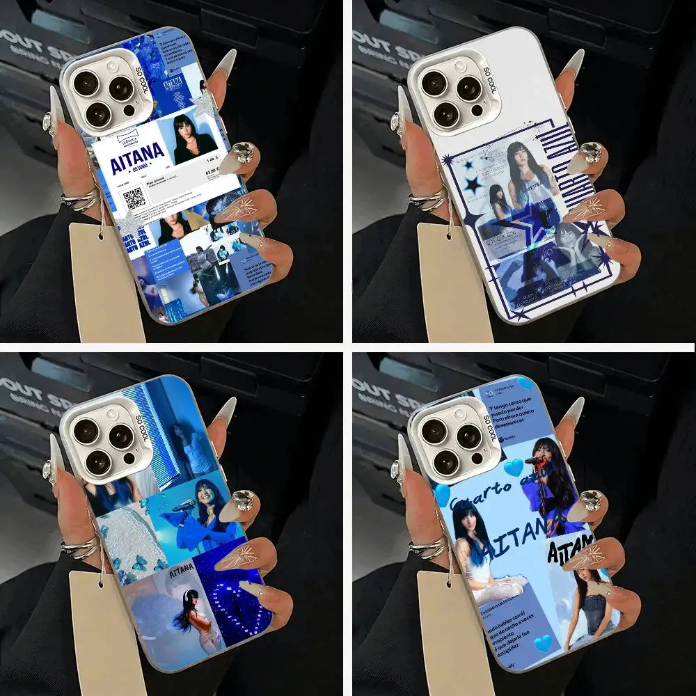 Funda para Teléfono C- Cuarto Aitana Azul para iPhone 17, 16, 15, 14, 13, 12, 11 Plus, Pro Max, XS, Blanca Plateada