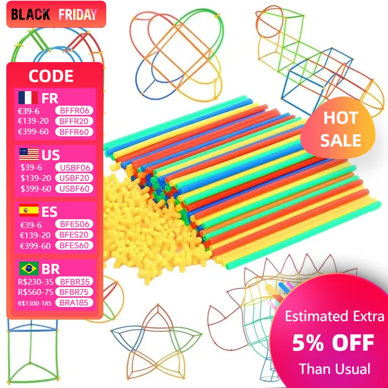 Children's fun splicing plastic straw building block toys Indoor OutdoorSets Colorful Motor Skills Engineering Educational Toy