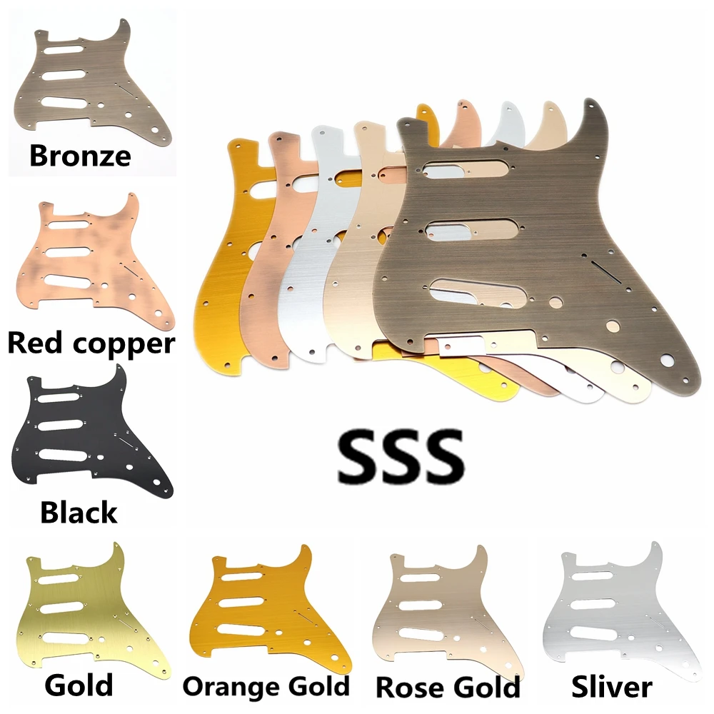 

11 Hole SSS Scratch Plate Electric Guitar Metal Pickguard Compatible For ST SQ Style Guitar Parts 7 Colors