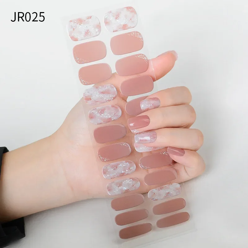 24 Strips Panda China Stijl Uv Gel Semi-Gebakken Nagelverzorging Sticker Waterdichte Duurzame 24 Vinger Semi-Genezende Fototherapie Nagel Patch