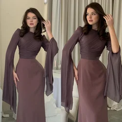 Long Dark Burgundy Gothic Fishtail Dress Evening Gown Solid Flounce Sleeve Bodycon Dress Formal Occasion Dresses Long Dresses