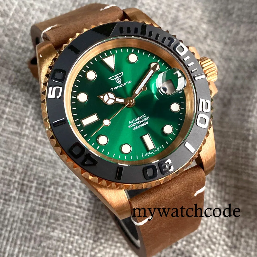 

Tandorio NH35A Real Cusn8 Bronze Blue/Green Sunburst 200m Waterproof 40mm Automatic Men Watch Sapphire Crystal Rotating Bezel