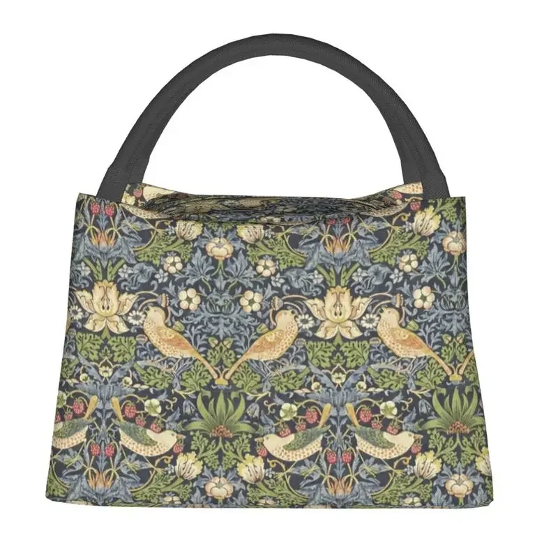 Bolsa de almuerzo aislante William Morris para el trabajo, oficina, patrón textil, refrigerador térmico a prueba de fugas, caja Bento, bolso de hombro para mujer