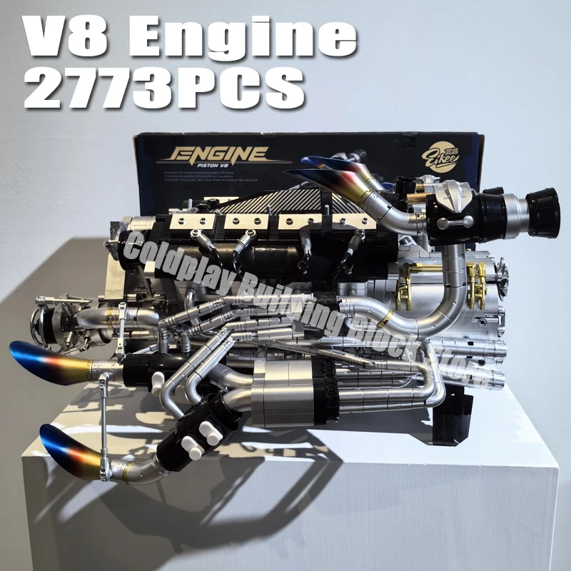 

2773PCS V8 Engine Building Blocks Kit Assembly Mechanical Bricks Model Toys Desktop Ornaments STEM Toys Gifts For Adult Teens
