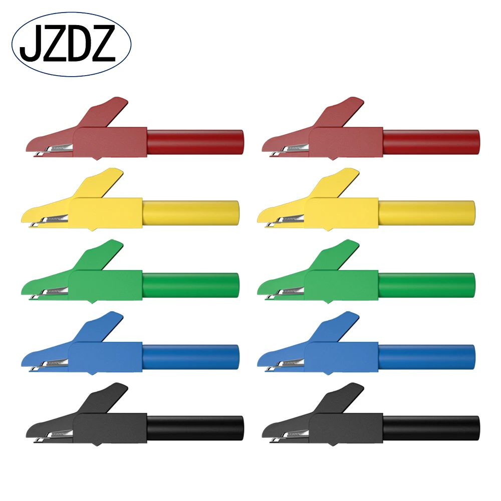 JZDZ 10PCS 4MM Insulation Alligator Clips Metal Crocodile Clamp for Wires Banana Connector  DIY Electrical Tools J.60029