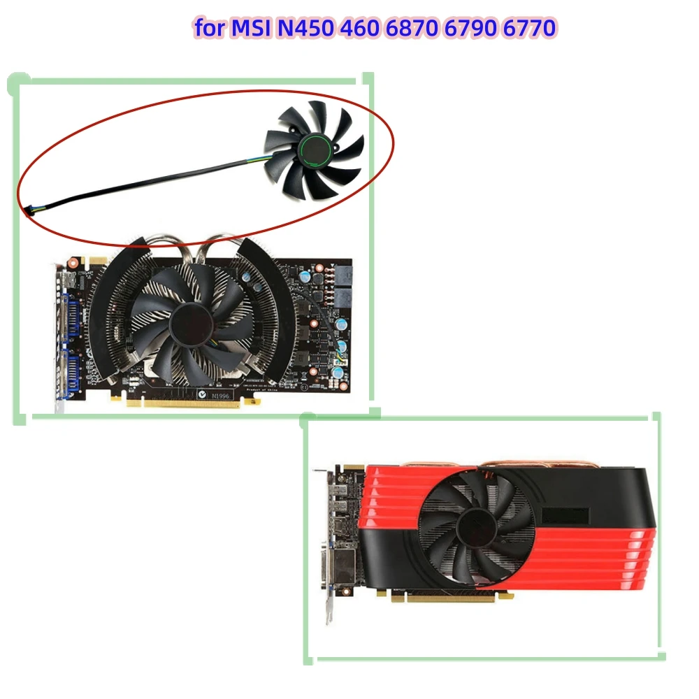 그래픽 카드 냉각 선풍기, MSI N450 460 6870 6790 6770 선풍기 교체 부품, 86mm