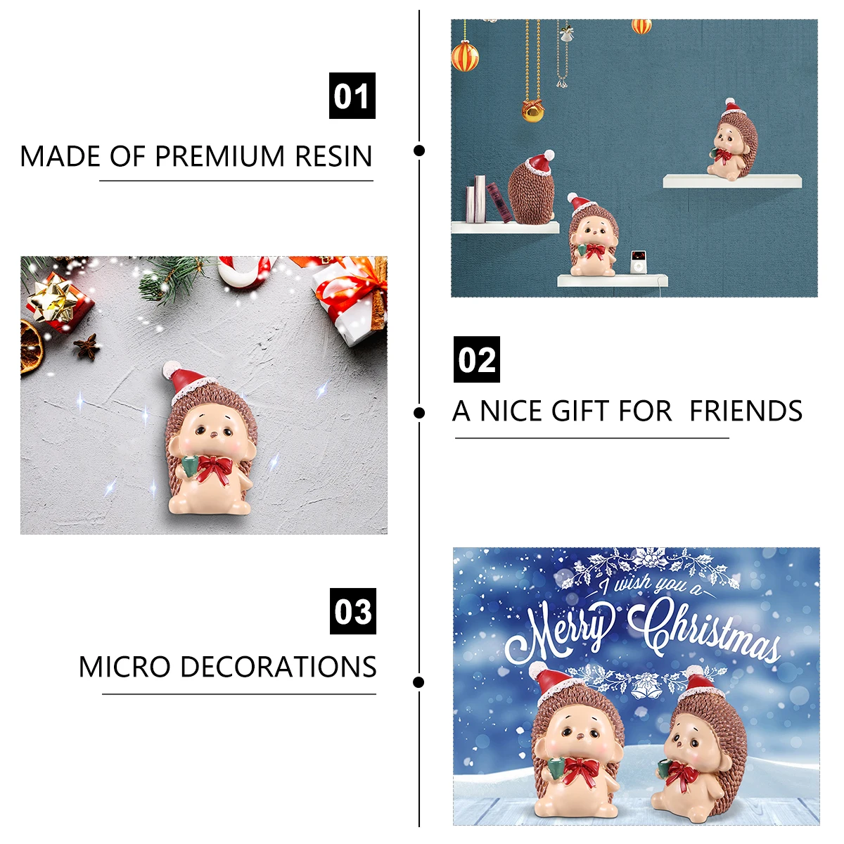 

2 Pcs Christmas Family Ornaments Decoration Resin Home Decorations Brown Crafts