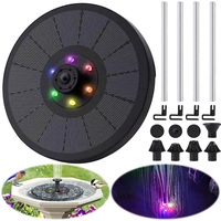 3W Solar Floating Water Fountain Pump with 6 Nozzles & LED Light Solar Powered Floating Fountain Pump for Water Feature Outdoor