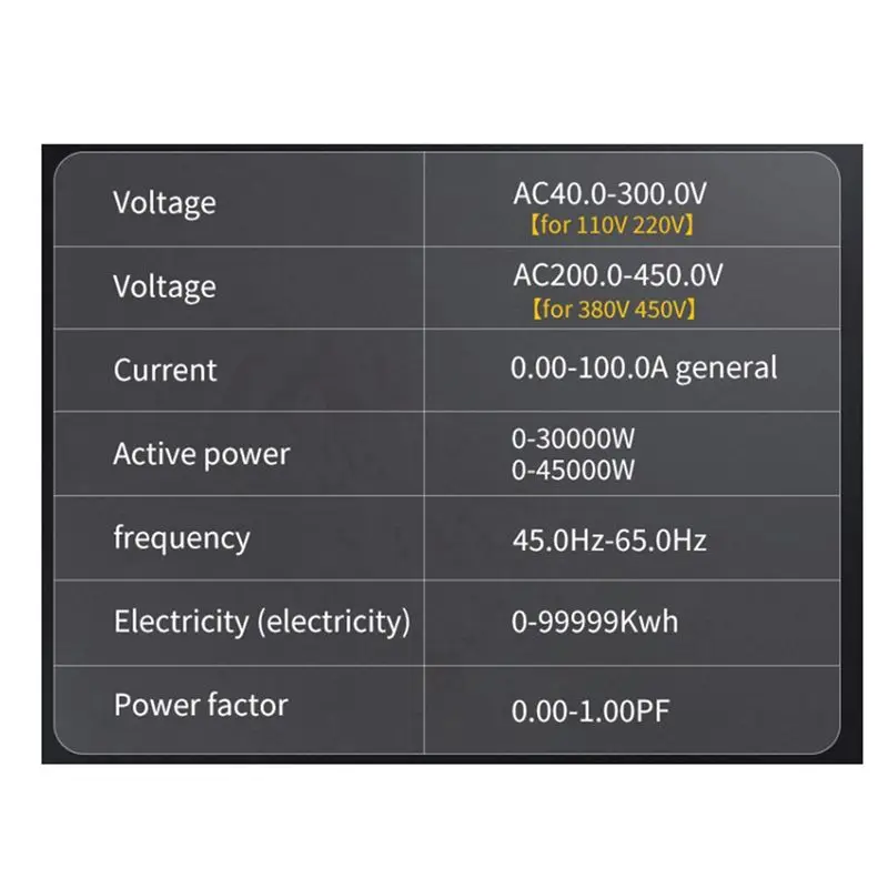 BHTS-4X Din Rail AC Monitor 6IN1 250-450V 100A Voltage Current Power Factor Active KWH Electric Energy Frequency Meter VOLT