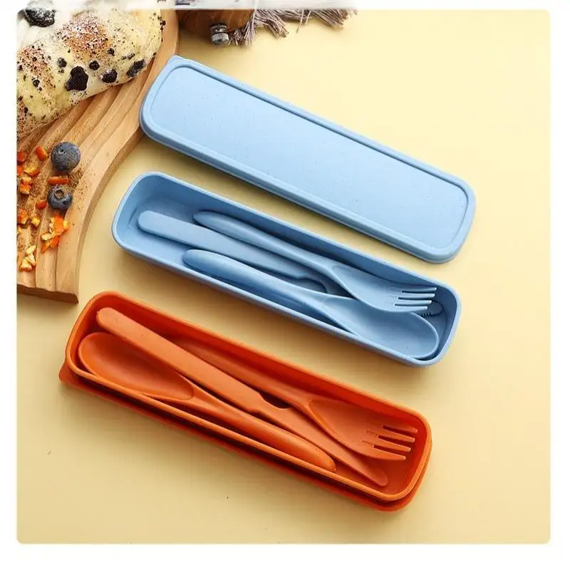 Reusable 3In1 Portable Cutlery Set With Knife Fork Spoon Portable Case Approved For Office Lunch Camping Travel