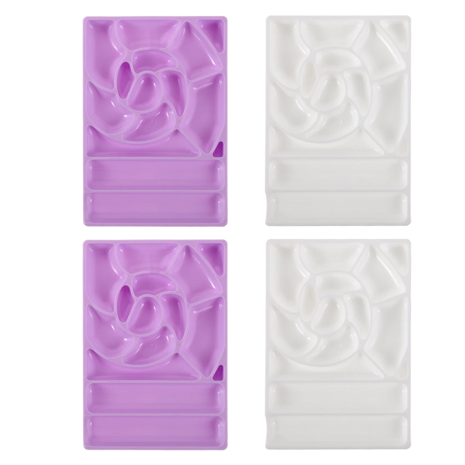 

4 Pcs Nail Palette Gel Polish Mixing Holder White Purple Plastic Tray for Nail Design Color Blending Tools