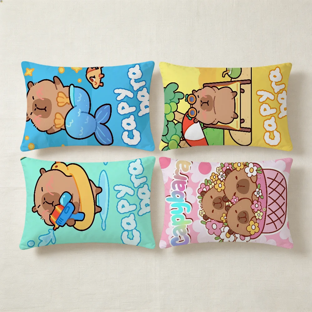 Funda de cojín con dibujos animados de Carpincho, funda de almohada rectangular para el hogar, sofá, sala de estar, dormitorio, mesita de noche, funda de almohada, regalo de fiesta