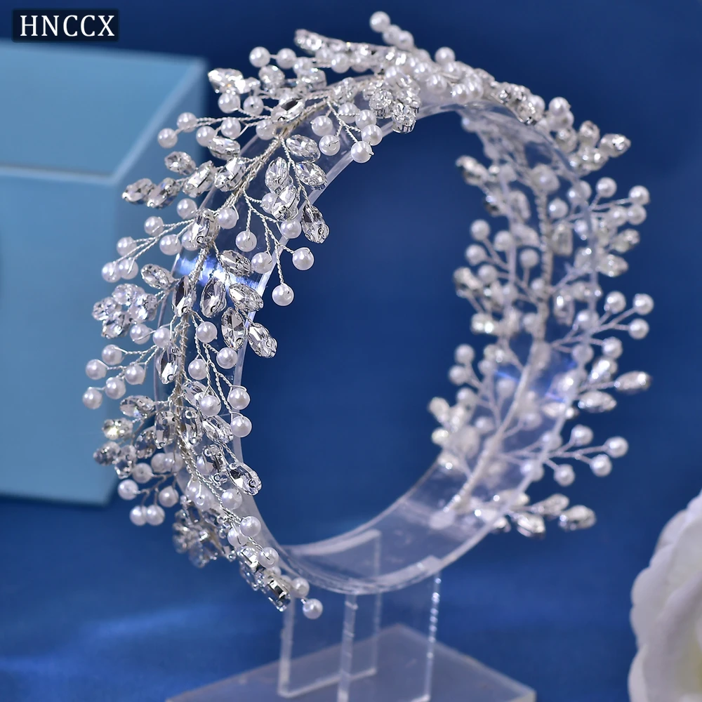 HNCCX Wedding Hair Accessories Elegant Rhinestone Pearl Headband Wedding Bridal Hair Ornaments Woman Party  Headdress CP446