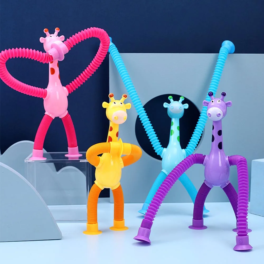 Pop Tubes Telescopic Suction Cup Giraffe Alien Toys Toddler Travel Toys Animal Fidget Toys Sensory Toys for Kids Teens Toddlers