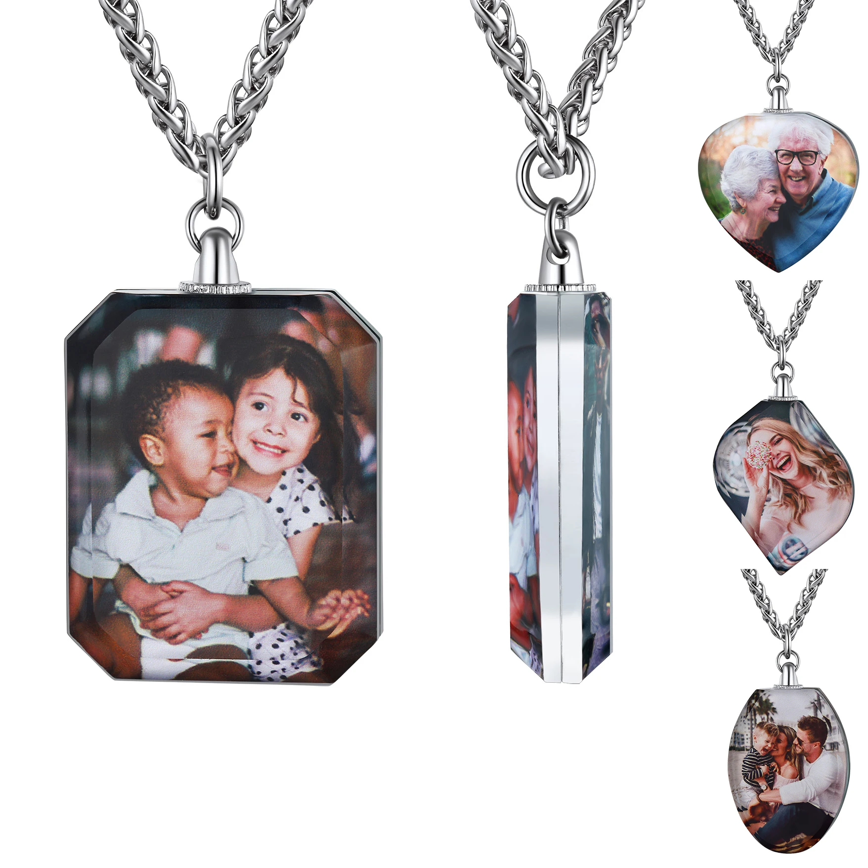 

Ожерелья U7 на заказ с 2 фотографиями: сердце, овал, прямоугольник, лист — двусторонние, с защитным акриловым слоем, на память, подарок, ювелирные изделия