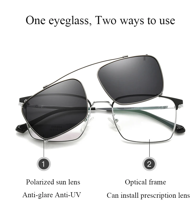 BCLEAR Mode Polarisierte Sonnenbrille Männer Frauen Magnetische Clip Auf Gläser Legierung Optische Rezept Brillen Rahmen Clip Sonne Objektiv – Detail 4