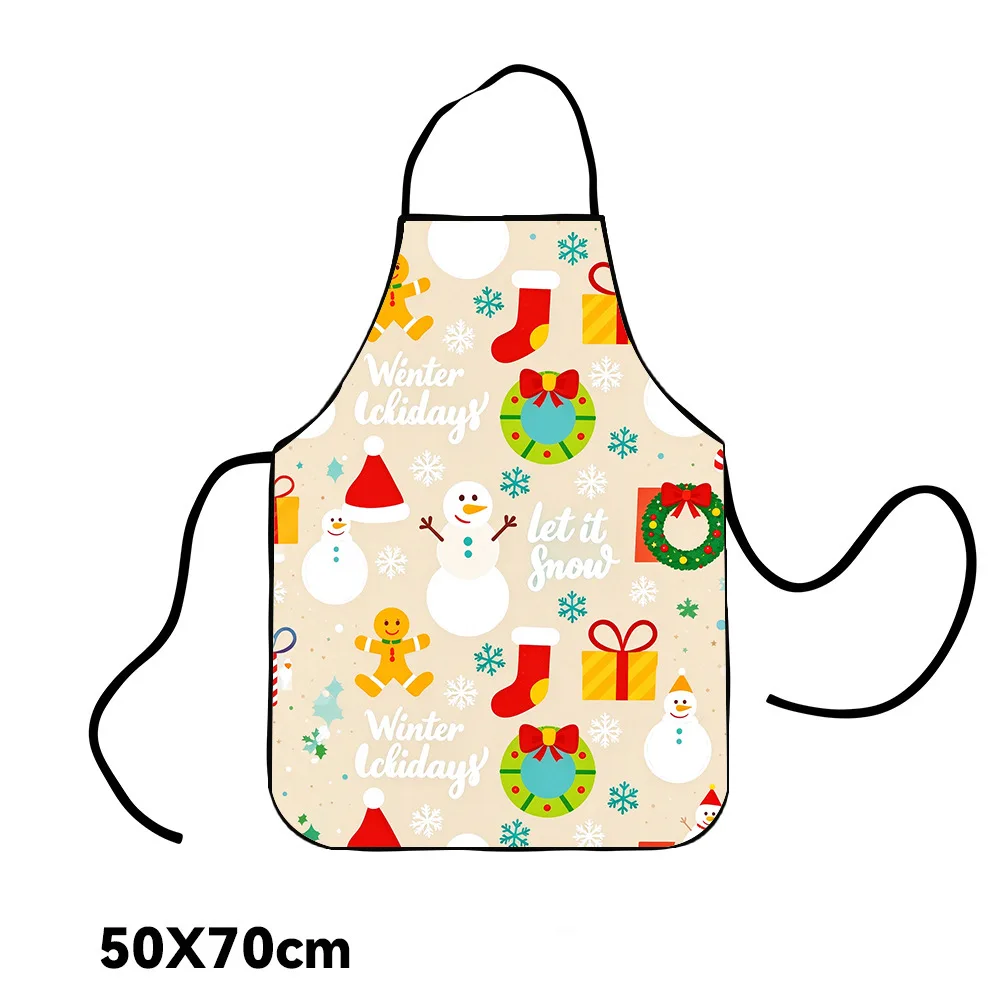 Holiday Printed Apron Polyester Stain Resistant Cooking Apron Christmas Halloween Thanksgiving Kitchen Party Gift for Men Women