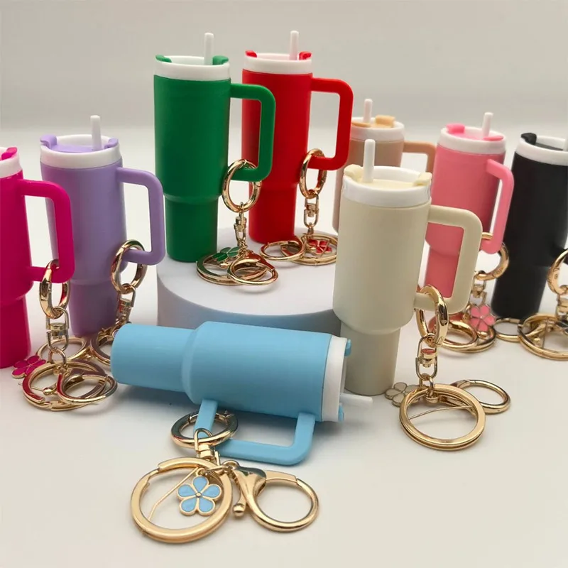 Mini Cup Keychain for Stanley Water Cup Colorful Cute Handbag Key Ring Hanging Decoration Tumbler Accessory Children's Gift