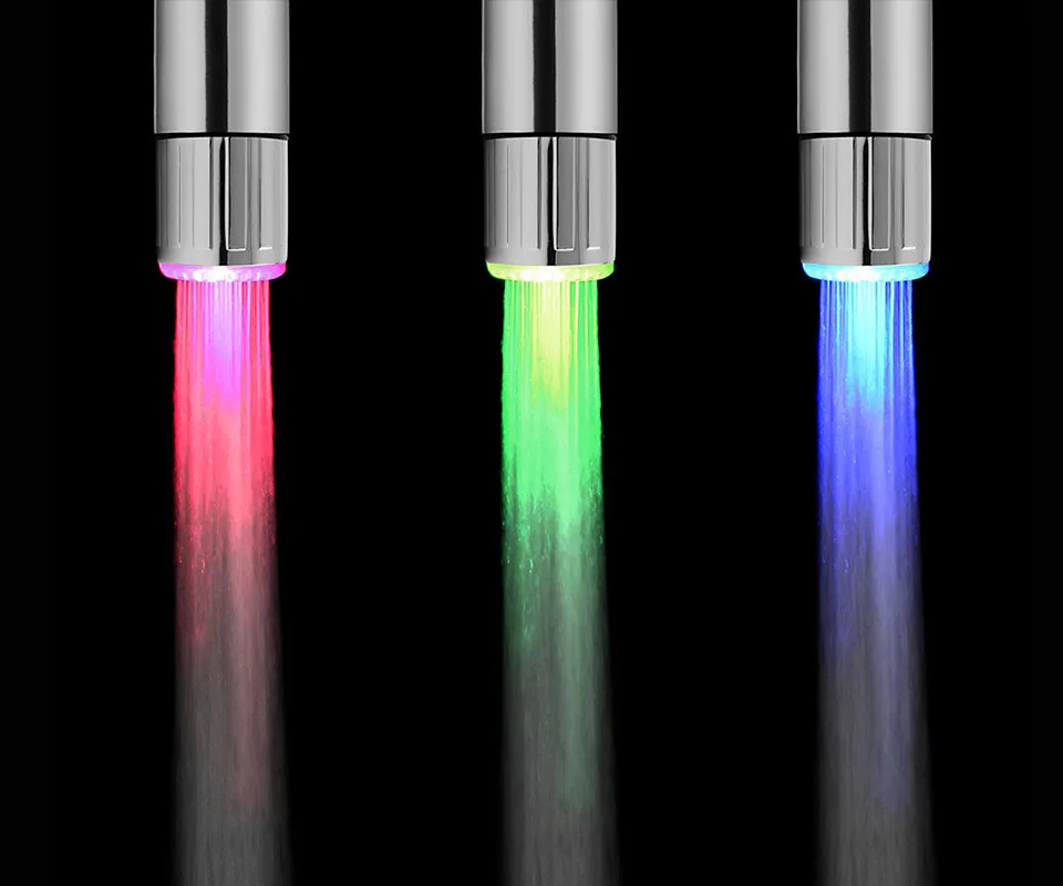 LED Temperature Sensitive Faucet Water Saving Kitchen Bathroom Sensor 7 Color Change Faucet Head Aerator Tap Nozzle Shower