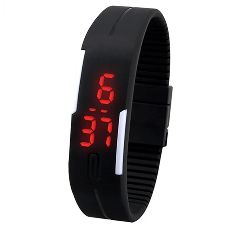 Reloj de pulsera Digital táctil para hombre y mujer, pulsera deportiva LED roja de silicona a la moda, relojes electrónicos