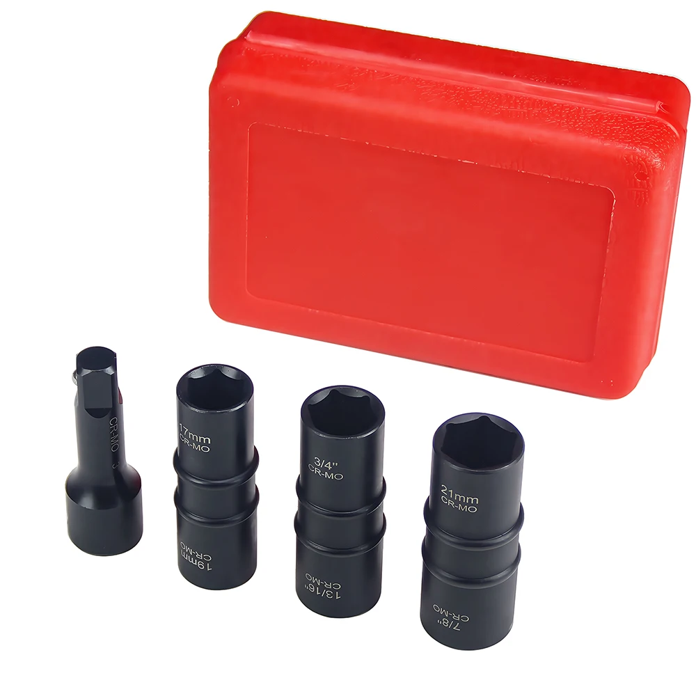 

1/2" Drive Impact Socket Set Flip Socket Set 17x19mm & 3/4x13/16in,21mm & 7/8in Double Ended Thin Wall Nut Sockets
