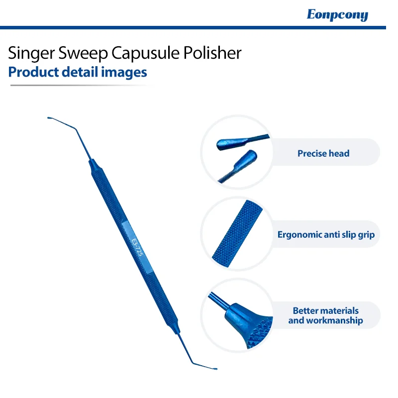 Singer Sweep Capsule Polisher Double‑Ended Titanium Ophthalmic Instrument Cataract Eye Surgery Polishing Tool