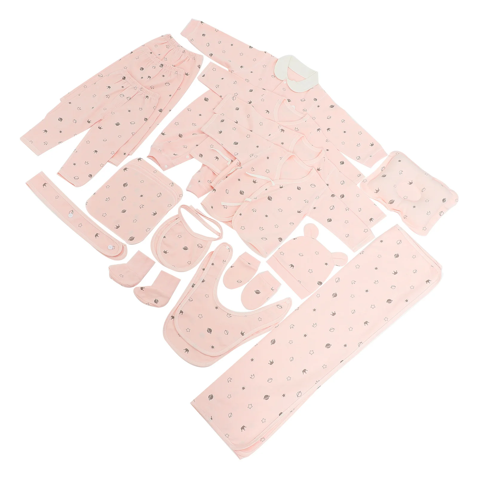 

1Set Baby Clothing Suit Cotton Soft Breathable Infant Outfit Adjustable Size Hat Bib Gloves for Toddler Spring Fall