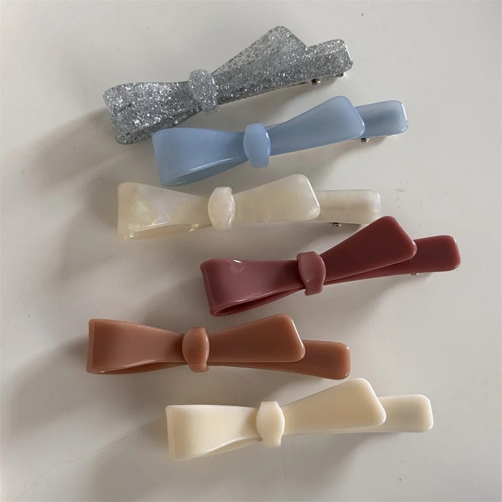 Sprzedaż hurtowa koreańska Retro 7.5cm spinka do włosów z kokardą proste plastikowe klips fryzjerski akcesoria do włosów dla kobiet dziewcząt