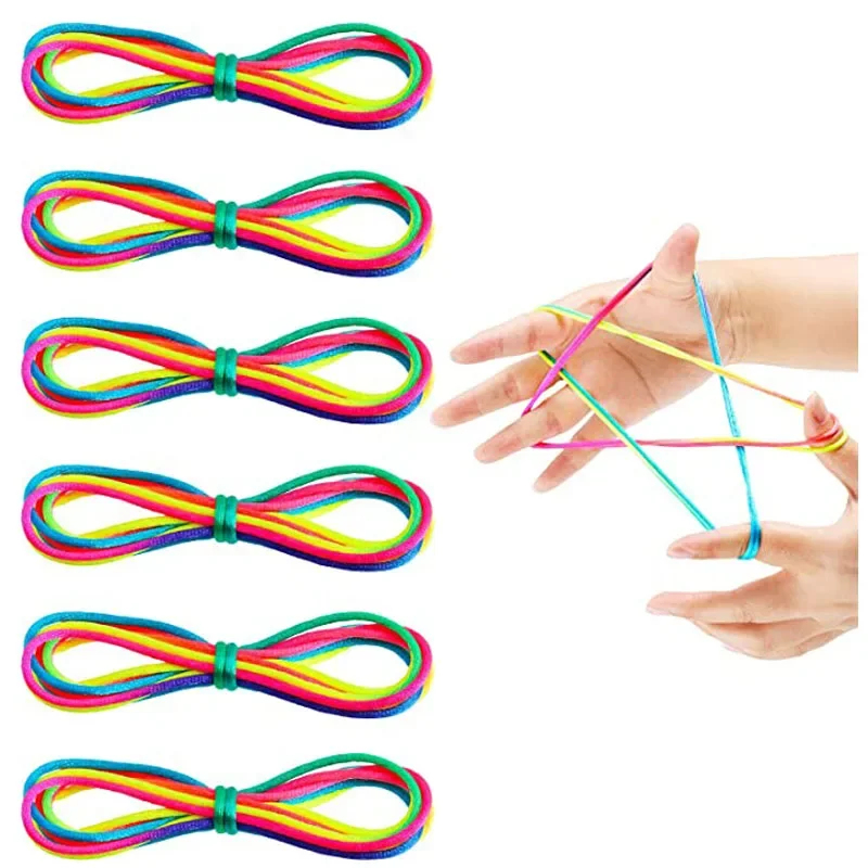 Chinese String for Kids Finger Game, Rainbow Colored Rope, Children's Day Gift, Birthday Party Supplies, Kinder Spiele, 4PCs,