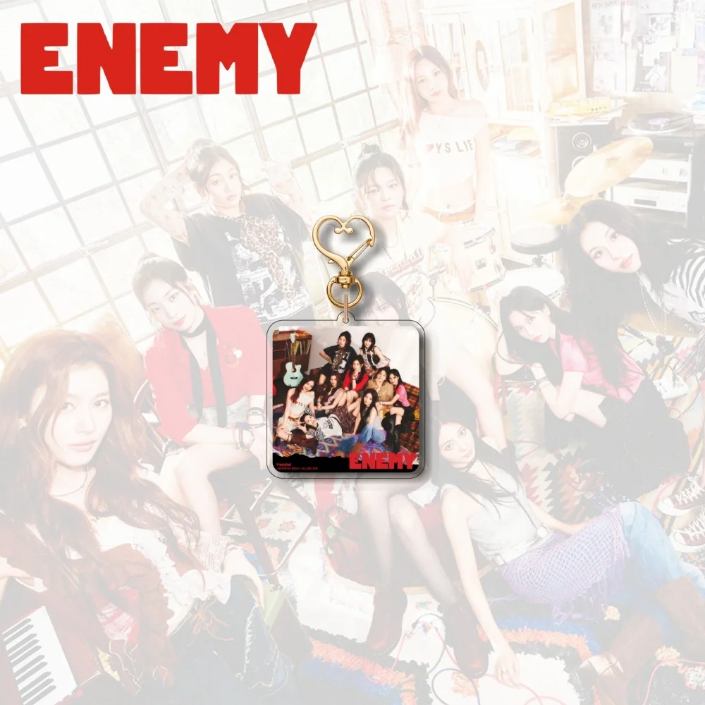 KPOP المعبود مرتين العدو ألبوم ميرش المفاتيح للنساء الرجال Kawaii الاكريليك حلقة رئيسية حامل الهدايا حقيبة السيارة إكسسوارات جذابة #3