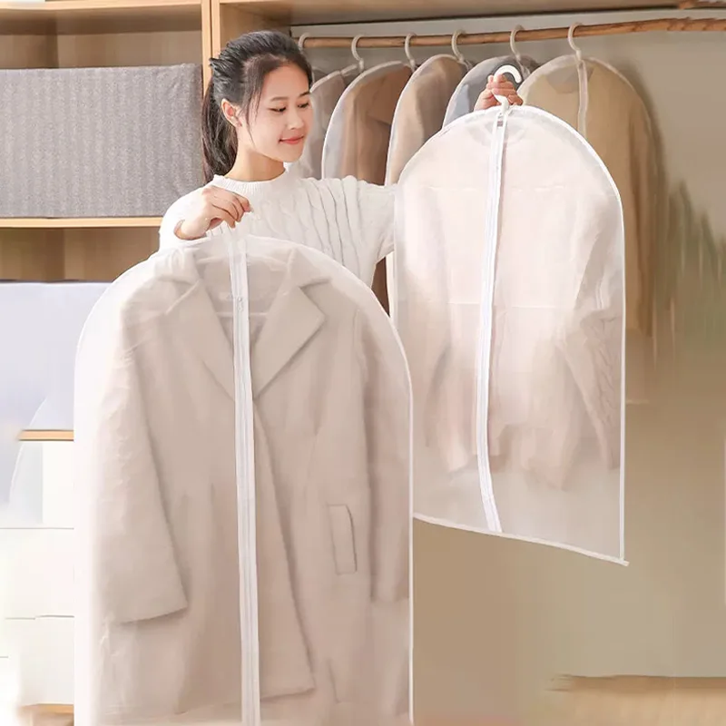 Kleidung Hängen Staub Abdeckung Hochzeit Kleid Abdeckung Anzug Mantel Lagerung Tasche Transparent Vollständig Geschlossenen Kleidung Abdeckung Mit Reißverschluss – Detail 3